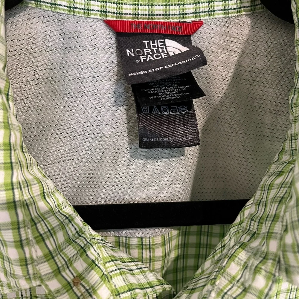 The North Face Shirt Men's M Short Sleeve Green Lightweight Top LOGO‎ Plaid✅